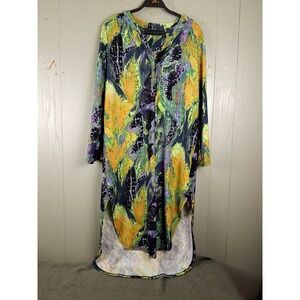 Attitudes by Renee Dress M Art To Wear Kaftan Hi Low Muted Purple V Neck NEW